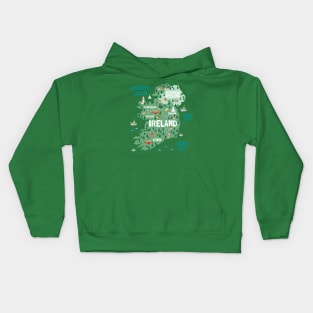 Ireland Illustrated Map Kids Hoodie